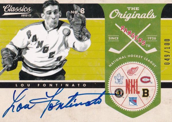 AUTO karta LOU FONTINATO 12-13 Classic Signatures The Originals Autograph /100